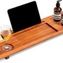 Premium Teak Bathtub Tray for Freestanding Baths - 29" Adjustable Spa Caddy | Compact, Thick & Stable Design | Anti-Tip with Accessories Holder | Natural Water-Resistant Finish