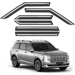 6pcs Out-Channel Window Rain Guards Fit for 2026 Hyundai Palisade, Extra Durable Window Visors Vent Visors Vent Shades Wind Deflector Dark Smoke Car Tape-on 6-pcs with Thicker