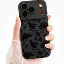 3 x ZZDWLDHA Compatible for iPhone 17 Pro Case, Cute Aesthetic Floral with Black Design Full Camera Lens Shockproof Protection Anti-Scratch Anti-Drop Stylish Case for All People