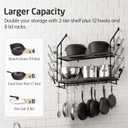 KES 30-Inch Pot Rack Wall Mounted, 8 Secure Lid Holders & 12 Sturdy Hooks