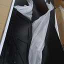 GarveeHome 75in Tall Black Bookcase, 6 Tier Wooden Book Shelf 47" Wide Farmhouse Display Bookshelf Storage Cabinet with Doors and Open Shelves for Bedroom Living Room Office