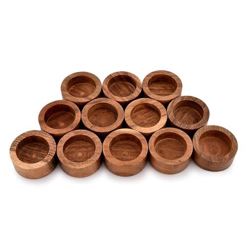 NIRMAN Acacia Wood Tealight Candle Holder for Wedding, Party, Birthday, Holiday, Home Decoration (2.25" x 2.25" x 1"), (Set of 6)