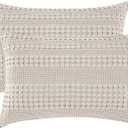 PHF 100% Cotton Waffle Pillow Shams King Size, 2 Pack 20" x 36" Soft Skin-Friendly Pillowcases, No Filling, Aesthetic Woven and Breathable Waffle Weave Pillow Case Covers for Bed, Oatmeal