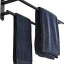 Towel Rack for Bathroom, Double Towel Bar 24 Inch Wall Mounted, Matte Black Stainless Steel Bathroom Towel Holder(Total Length 26-Inch)