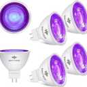 MR16 LED Light Bulb, Purple, Gu5.3 Bi-pin Base LED Spotlights 12V LED Light for Outdoor Landscape Track Lighting, 4W=50W Halogen Equivalent, 6Pack