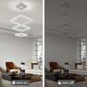 Modern Crystal Chandelier LED Ceiling Light, Square 3-Ring Height Adjustable 47W K9 Crystal Pendant for Dining Room, Living Room, Bedroom, Foyer, Cool White 6000K, 234