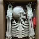 JOYIN 5 FT Halloween Posable Skeleton Life Size, Full Body Moveable Joints Pirate Skeleton with Eye Patch & Bandana, Halloween Decoration Outdoor Skeletons for Haunted House, Spooky Scene Theme Party