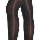 MANZI Shiny Thigh High Stockings Sexy Lace Top Stay Up Silky Sheer Stocking Shimmery Tights for Women 2 Pairs Pack (Black)