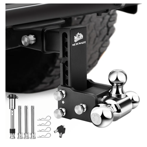 METOWARE Trailer Hitches, Adjustable Trailer Hitch Ball Mount-Fits 2.5" Receiver-Heavy Duty Drop Hitch, Tri-Ball (1-7/8" x 2" x 2-5/16") 6" Drop/Rise, 18,000 GTW and Anti-Theft Stainless Steel Lock
