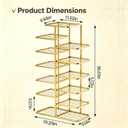 7 Tier Metal Shoe Rack Gold Free Standing Tall Skinny Shoe Shelf Organizer, Large
