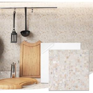 Diflart Mother of Pearl Peel and Stick Backsplash Sqaure Mosaic Tile for Kitchen Bathroom Wall Decor Pack of 6 Sheets