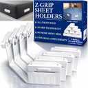 The Original Patented Fitted Sheet Holders - 4 Bed Sheet Grippers 10 Sheet Locks (8 + 2 Spares) Bed Sheet Holders For Corners, Clips, No Metal Corner Sheet Grippers Easily Say Goodbye To Loose Sheets