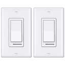 BESTTEN 2 Pack Dimmer Light Switch, Universal Lighting Control, Single Pole or 3 Way, Compatible with LED Dimmable Lamp, CFL, Incandescent, Halogen Bulb, Decorator Wallplate Included, UL Listed, White