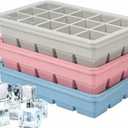 2 x Silicone Ice Cube Trays 3Packs, Easy Release Ice Cube Molds with Lid, Freezer Stackable Ice Maker for Whiskey, Baby Food, BPA Free (Blue+Grey+Pink)