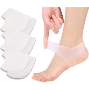 VivoFoot 3 Pairs Gel Heel Protectors, Blister Prevention Heel Sleeves, Silicone Heel Cups & Ankle Protectors for Heel Pain and Cracked Heels Relief for Men and Women (White)