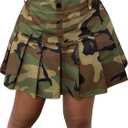 SOLY HUX Women's Plus Size Skirt Camo Print High Waisted Pleated A Line Short Skirts Army Green Camo 2XL
