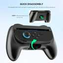 2 x RHOTALL 2 Pack Comfort Hand Grips for Nintendo Switch 2 Controllers, Ergonomic Grips Compatible with Switch 2 joycons, Anti Slip and Wear-Resistant, 4 Thumb Caps - Black