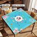 mahjong mat for table with Drawstring Bag/31.5Inch/american mahjong table cloth with rules mats,Noise Reduction Anti-Slip game mat for table,for Mahjong/Poker/Board Games/Card Games/Dominoes (blue)