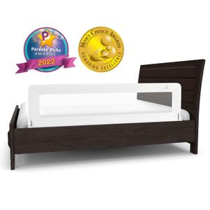 ComfyBumpy 59 inch Extra Long Toddler Bed Rails - Baby Bed Rail Guard for Kids, Twin, Full, King and Queen Beds - Adjustable Bed Rail for Toddlers - Bed Side Bedrails - White, XL (59" x 19.5") (1-Pack (Long))