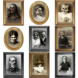 Tuanse Halloween Decorations Indoor 3D Changing Face Pictures Horror Scary Portraits Spooky Ghost Picture Frame Creepy for Wall Halloween Party House(Mixed Style,9 Pcs)
