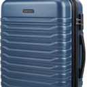 LIGHT FLIGHT Expandable Carry On Luggage 22x14x9 Airline Approved with Double Spinner Wheels, 20 Inch Lightweight Hard Shell Rolling Suitcases with TSA Lock, Blue