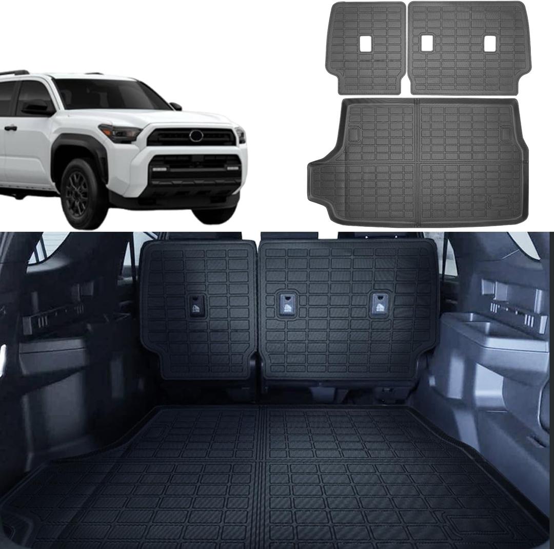Cargo Liner for Toyota 4Runner 2025 All Weather Cargo Mat, Fit TPE Anti-Slip Car Seat Back Protector Accessories (with Backseat Mat), only fits for 5 Seats