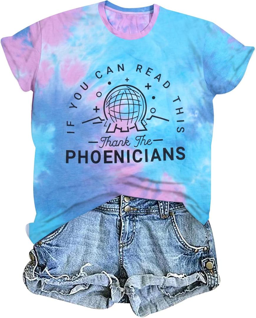 If You Can Read This Thank Phoenicians Shirt Women Funny Graphic T-Shirt (XX-Large, Blue)