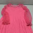 Haloumoning Girls Contrast Mesh Long Sleeve High Waist A Line Short Dress with Pockets 10-12 Years