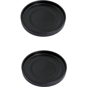 12 inch Matte Blcak Ceramic Plant Saucer Set of 2 with Plant Saucer mat