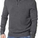 Nautica Men's Quarter-Zip Sweater (Medium, Charcoal Heather)