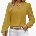 Womens Tops Dressy Casual Sheer Long Sleeve V Neck Shirts Loose Flowy Chiffon Business Work Blouses Size XXL