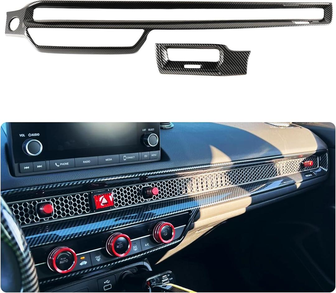 Carbon Fiber Center Console Dashboard Panel Cover AC Air Vent Cover Compatible with 2022-2025 11th Gen Honda Civic