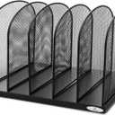 Safco Onyx Desk Organizer, 5 Tiered Vertical Compartments, Office and Classroom Mailbox , Paper and Mail Sorter, Steel Mesh, Black