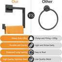 Matte Black Square Towel Ring, Multifunctional Toilet Paper and Hand Towel Holder for Bathroom Wall Mount, Stainless Steel Heavy Duty Towel Hanger for Shower, Kitchen, Toilet