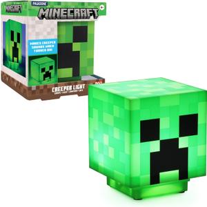 Paladone Minecraft Creeper Desk Light with Official Creeper Sounds, Handheld Night Light for Kids Room or Gamer Dcor - Licensed Minecraft Gifts (Green)