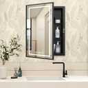 LED Medicine Cabinet Mirror, 22x30 Black Bathroom Storage Cabinet | Anti-fog mirror, Dimmable & 3 color lighting, adjustable shelves, plug in & wall switch, recessed & wall mounted installation