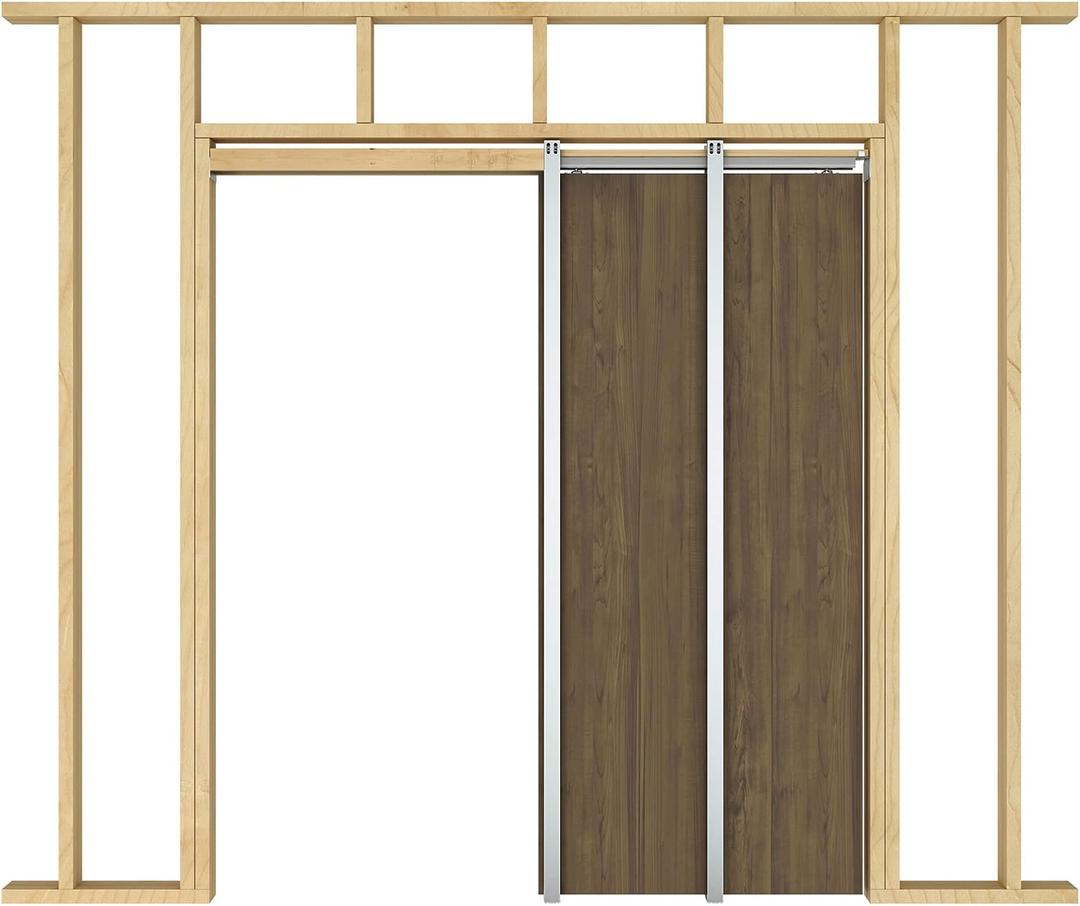 JUBEST 36"x 96" Pocket Door Frame Kit with 220LBS Soft Close Mechanism and Galvanized Steel Studs, Pocket Door Kit for 2x4 Stud Wall, Suitable for Doors Wide 24"-36", Easy to Install