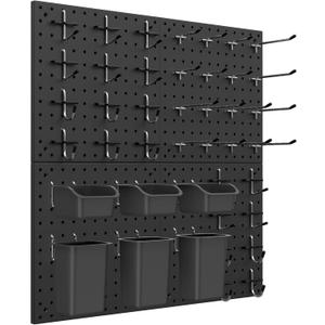 Peg Board Kit, Includes Pegboard and Accessories,with Hooks and Bins,Peg Board Wall Organizer for Office,Ornaments Display,Crafts Organization (66, Black)