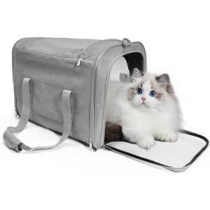 Cat Carrier, Pet Carrier for Small/Medium Cats Dogs (Up to 16 lbs), Cats Carrier Soft-Sided, Portable Foldable Pet Bag, Large Comfort Carrier for Outdoor Travel