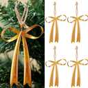 Thyle 12 Pcs Brass Gold Bow Metal Christmas Ornaments 3.5 x 2.8 Inch Vintage Rust Gold Bow Hanging Decorations for Christmas Tree Wreath Garland Wedding Bridal Shower Birthday Party