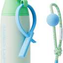 CHAKO LAB Insulated Stainless Steel Water Bottle with Two Strap | BPA-Free Leak Proof | 17oz Bottle with Spout Lid & Straw | Mint Milk