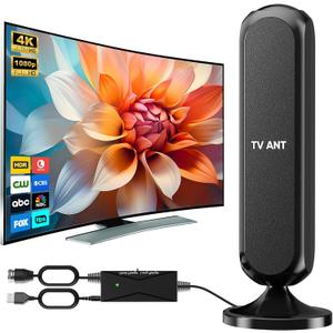 TV Antenna Indoor for Smart TV Digital HD Antennas Long Range Reception for Local Channels 4K 1080P with Amplifier Signal Booster 15ft Long Cables