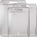 3Pcs 100% Pure Titanium Cutting Board with Groove, Scratch Resistant Chopping Board with Non-slip Pad for Kitchen, Titanium Cutting Boards for Vegetables and Meat, Dishwasher safe