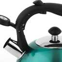 Amazon Basics Stainless Steel Whistling Tea Kettle, Fast Boiling for Tea and Coffee, Food Grade, Ergonomic Handle, 2.3 Liter, Teal