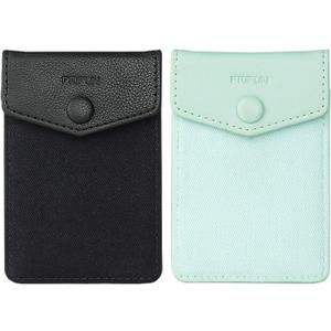 Ultra-Slim Self Adhesive Credit Card Leather Wallet (Black + Mint 2 packs)