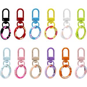 12Color Trigger Spring O Rings Round Lobster Claw Clasps, Cute Metal Keychain Ring Round Carabiner Clips for Keyrings Buckle, Bags,Purses