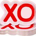 Havawish 50 Pcs XO Shaped Valentine's Day Paper Plates Vday Pink Cake Plates 9 Lovely Xo Disposable Paper Tray Decorations for Valentine February Birthday Class Parties Galentines Party Supply