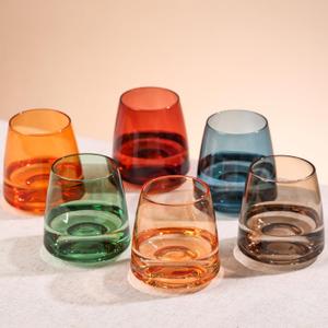 Stemless Colored Wine Glasses Set of 6-15oz Colorful Wine Glasses,Perfect Red Wine Glass Stemware for Wine Lover in Wedding,Engagement Gifts