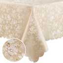 Smiry Rectangle Table Cloth, Waterproof Heavy Duty Vinyl Tablecloths, Wipeable Washable Table Cover for Kitchen and Dining Room (Beige, 60" X 102")