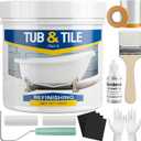 Tub and Tile Paint Refinishing Kit, 17oz Bathtub Refinishing Kit with Tools, DIY Tub Paint White for Bathtub, Shower, Kitchen Countertop, Porcelain, Easy to Cover & Low Odor, 25-30sq.ft